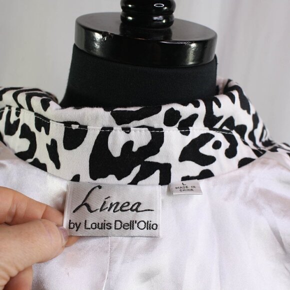 Linea By Louis Dell'Olio Blazer Jacket Leopard Print Black White Size L - Picture 4 of 5